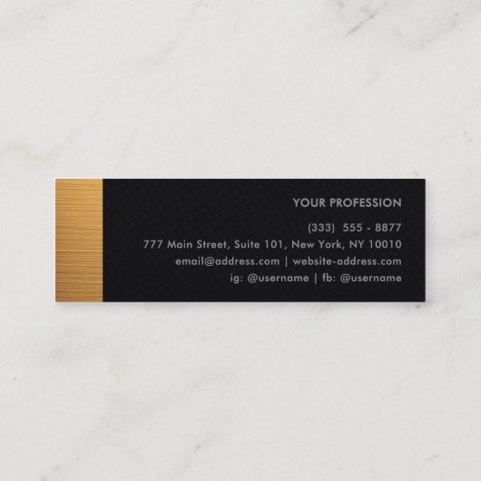 Premium Gold & Black Leather Monogram スキニー名刺 (裏面)