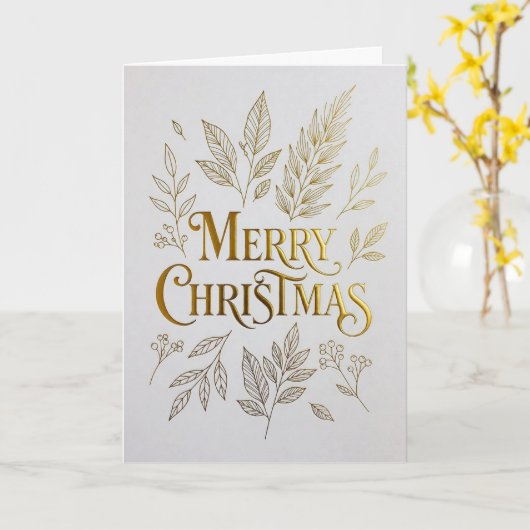 Premium Gold Foil Holiday Card カード (黄色い花)
