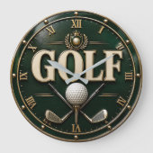Premium Golf Lover Golfer Gift Country Club Home ラージ壁時計 (正面)