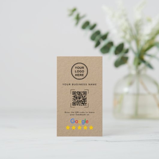 Premium Kraft QR Code Google Review 名刺 (スタンド正面)