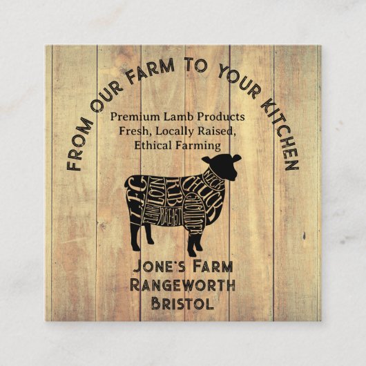 Premium Lamb Farmer & Cattle Meat Business Card – スクエア名刺 (正面)
