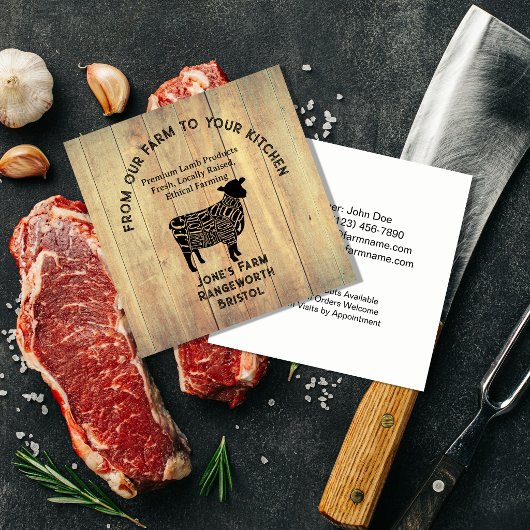 Premium Lamb Farmer & Cattle Meat Business Card –  スクエア名刺