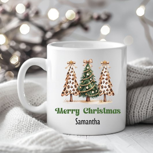 Premium Leopard Christmas Trees Custom Name Mug コーヒーマグカップ