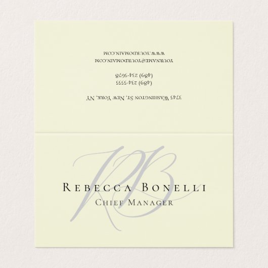 Premium Linen Exclusive Unique Monogram Beige 名刺 (外部フラット)