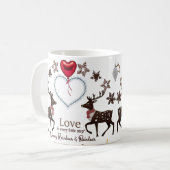 Premium Luxury Reindeer Snowflake Love in Every コーヒーマグカップ (正面左)