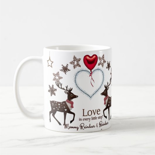 Premium Luxury Reindeer Snowflake Love in Every コーヒーマグカップ (左)