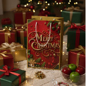 Premium Merry Christmas Gift Bag ミディアムペーパーバッグ