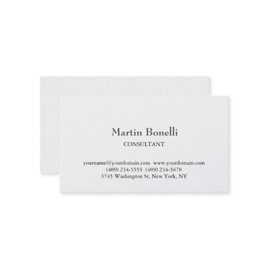 Premium Pearl Unique Classical Simple White 名刺 (正面/裏面インサイチュ)