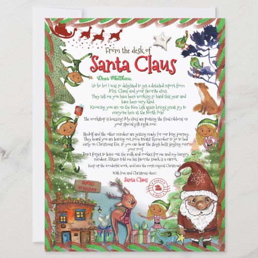 Premium Personalized Watercolor Letter from Santa  (正面)
