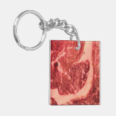 Premium Raw Red Meat | Marbled Steak Macro Photo キーホルダー (正面左)
