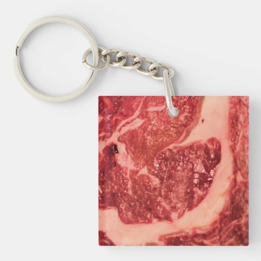 Premium Raw Red Meat | Marbled Steak Macro Photo キーホルダー (正面)