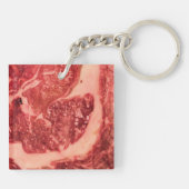 Premium Raw Red Meat | Marbled Steak Macro Photo キーホルダー (裏面)