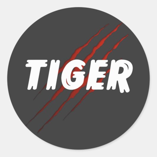 Premium Rental Tiger Claw Graphic Sticker – Bold W ラウンドシール (正面)