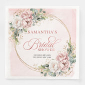 Premium rose gold blush floral bridal shower napki (正面)