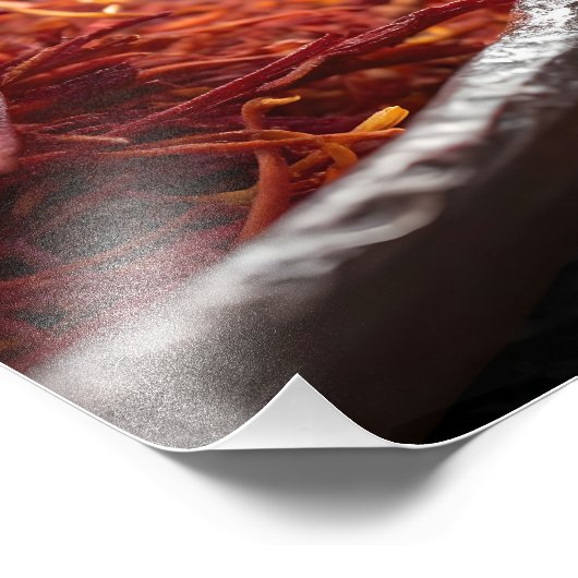 Premium Saffron Threads Extreme Macro Close Up Lux フォトプリント (角)