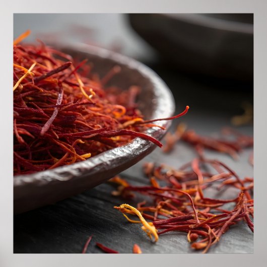 Premium Saffron Threads Extreme Macro Close Up Lux ポスター (正面)
