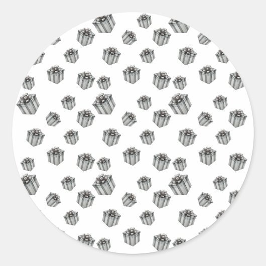 Premium Silver Gift Boxes Elegant Holiday Party ラウンドシール (正面)
