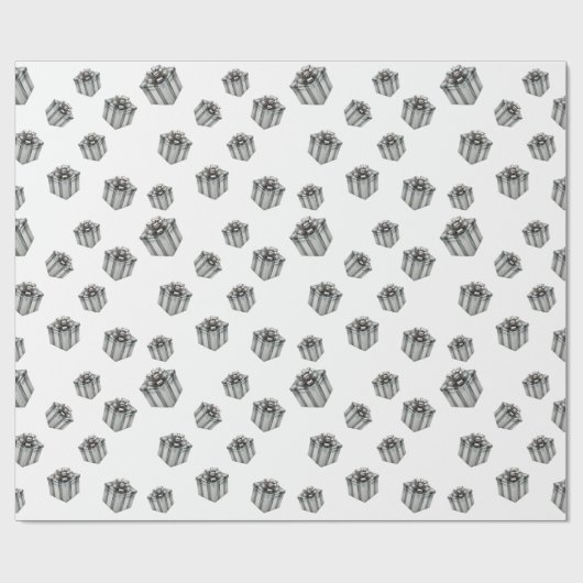 Premium Silver Gift Boxes Elegant Holiday Party ラッピングペーパー (フラット)