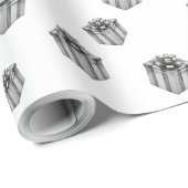 Premium Silver Gift Boxes Elegant Holiday Party ラッピングペーパー (ロールコーナー)