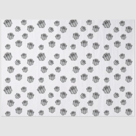 Premium Silver Gift Boxes Elegant Holiday Party 薄葉紙 (正面)