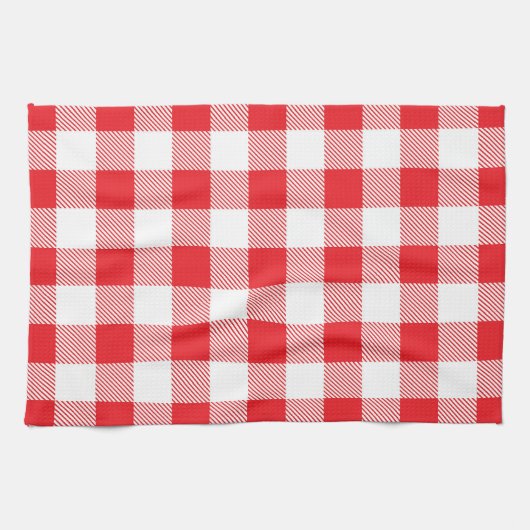 Premium Stylish Red and White Checkered キッチンタオル (横)