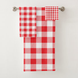 Premium Stylish Red and White Checkered バスタオルセット