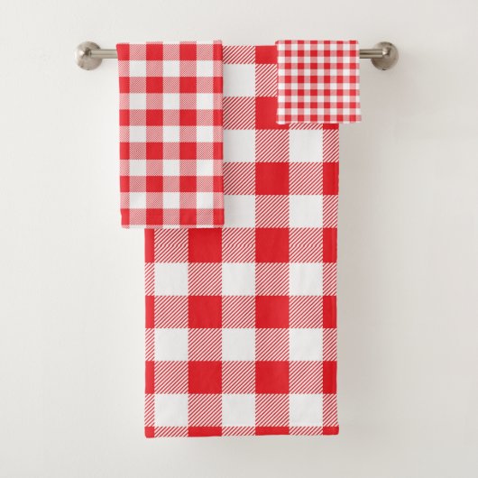 Premium Stylish Red and White Checkered バスタオルセット (インサイチュ)