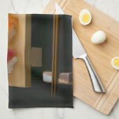 Premium Sushi on Traditional Board キッチンタオル (四つ折り)