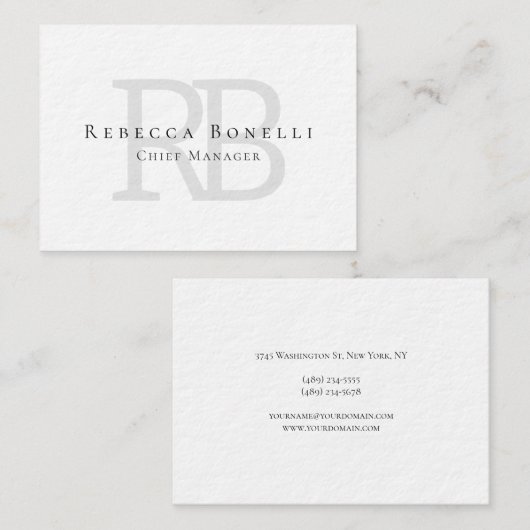 Premium Thick Exclusive Unique Modern Monogram 名刺 (正面/裏面)