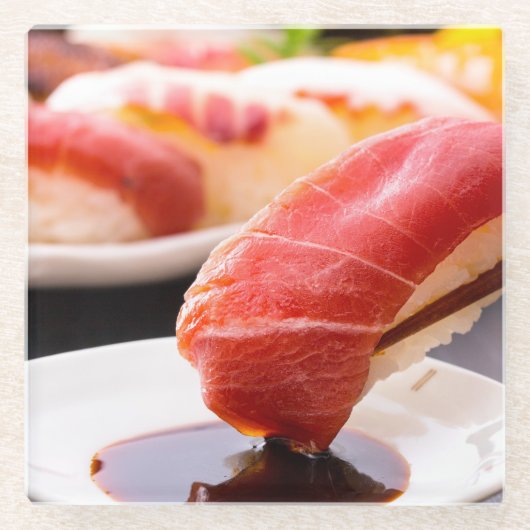 Premium tuna drenched in soy sauce ガラスコースター (正面)