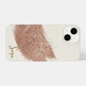 Premium Warm Ivory & Rose Gold Glitter Abstract Lu iPhoneケース (裏面横)