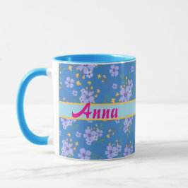 prennom personnalise, Toile bleue,ヴィンテージ マグカップ