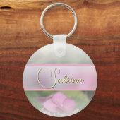 prénom personnalisé féminin Joie fleur rose vert  キーホルダー (裏面)