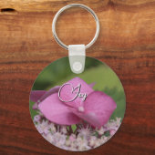 prénom personnalisé féminin Joie fleur rose vert  キーホルダー (正面)
