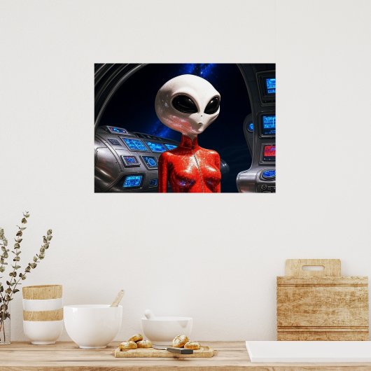 Preparing For Flight AI Alien Art  Poster ポスター (キッチン)