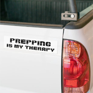 Preppingは私のセラピー白黒 バンパーステッカー