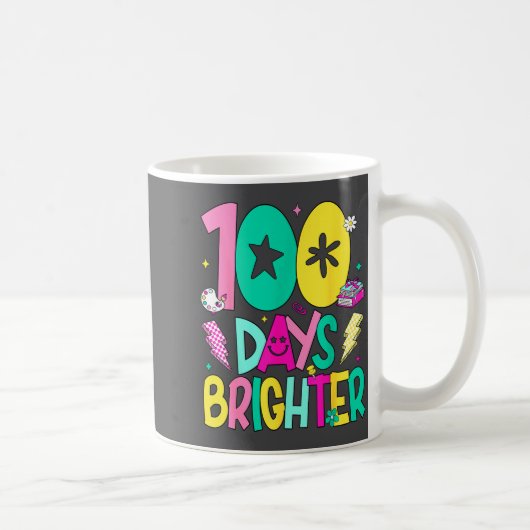 Preppy 100 Days Brighter Happy 100th Day Of School コーヒーマグカップ (右)