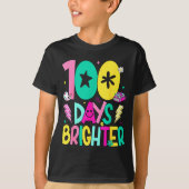 Preppy 100 Days Brighter Happy 100th Day Of School Tシャツ (正面)