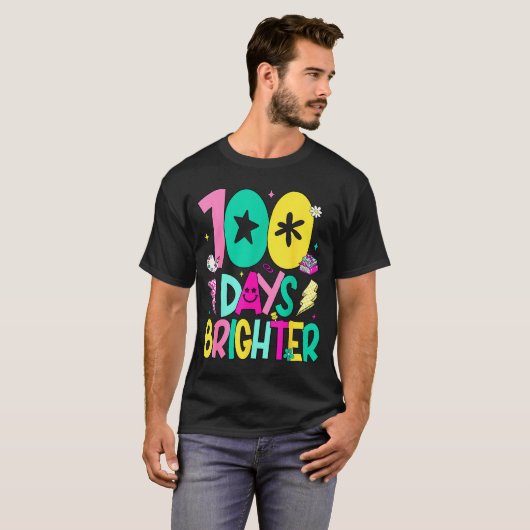 Preppy 100 Days Brighter Happy 100th Day Of School Tシャツ (正面フル)
