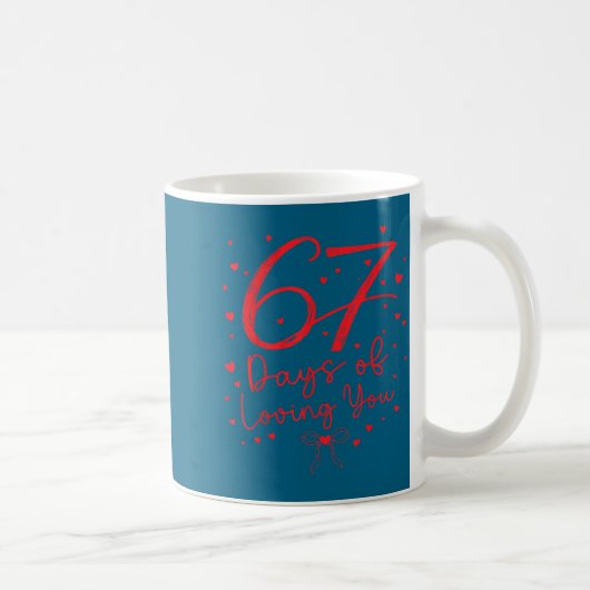 Preppy 67 Days Of Loving You Valentine Six Seven 6 コーヒーマグカップ (右)
