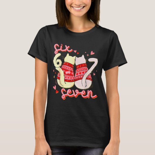 Preppy 67 Valentine Six Seven Cat 6 7 Men Women Ki Tシャツ (正面)