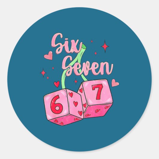 Preppy 67 Valentine Six Seven Dice 6 7 Men Women K ラウンドシール (正面)