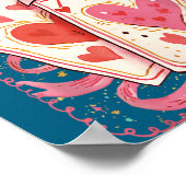 Preppy 6 7 Valentine Couple Love Hearts Playing Ca ポスター (角)