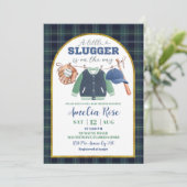  Preppy a little slugger baseball Baby Shower Invi 招待状 (スタンド正面)