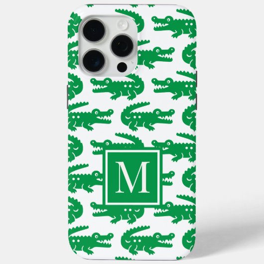 Preppy Alligator – Green & White Case-Mate iPhoneケース (裏面)