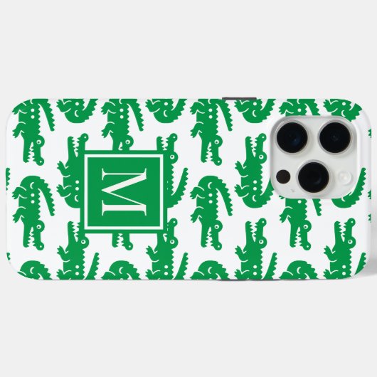Preppy Alligator – Green & White Case-Mate iPhoneケース (裏面 (横))