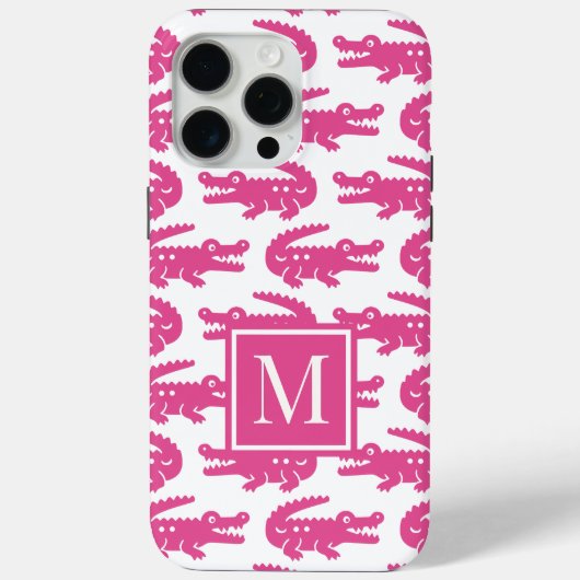 Preppy Alligator – Hot Pink & White Case-Mate iPhoneケース (裏面)