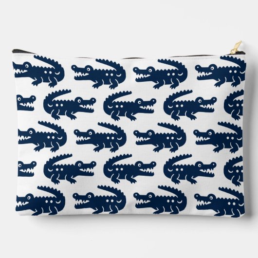 Preppy Alligator - Navy & White Monogram アクセサリーポーチ (裏面)