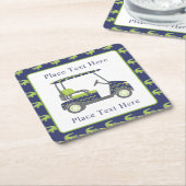 Preppy Alligators Golf Cart スクエアペーパーコースター (アングル)