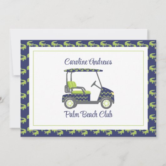 Preppy Alligators Palm Beach Golf Cart サンキューカード (正面)